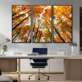 11823-MGV-CV-36X24-Golden Autumn Tree Canopy Wall Art – Stunning Fall Forest Leaves Print, Warm Seasonal Nature Decor for Home, Office or Cabin