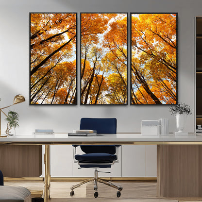 11823-MGV-CV-36X24-Golden Autumn Tree Canopy Wall Art – Stunning Fall Forest Leaves Print, Warm Seasonal Nature Decor for Home, Office or Cabin