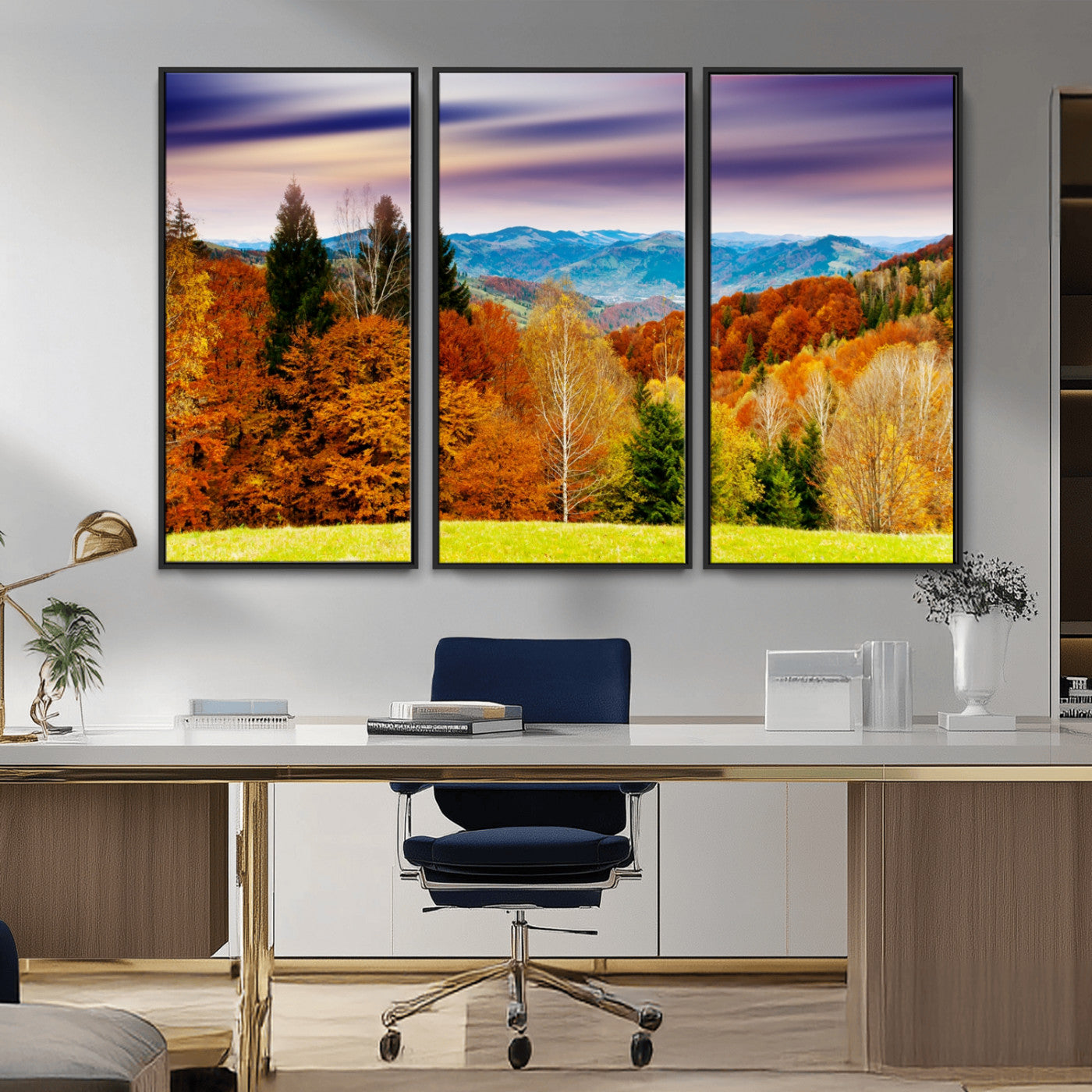 58007-MGV-CV-36X24-Autumn Mountain Landscape Wall Art – Stunning Fall Forest Canvas Print, Cozy Nature Decor for Home or Office