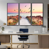 54411-MGV-CV-36X24-Coastal Path Sunrise Wall Art – Serene Ocean Canvas Print, Beach Landscape Decor for Living Room, Bedroom or Office, Peaceful