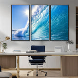 37494-MGV-CV-36X24-Ocean Wave Canvas Art – Stunning Blue Wave Photography, Coastal Wall Decor for Living Room, Bedroom or Office