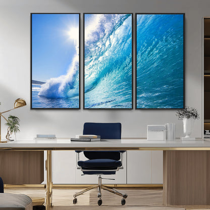 37494-MGV-CV-36X24-Ocean Wave Canvas Art – Stunning Blue Wave Photography, Coastal Wall Decor for Living Room, Bedroom or Office