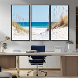 58498-MGV-CV-36X24-White Sandy Beach Wall Art – Panoramic Coastal Canvas Print, Ocean View Decor for Living Room, Bedroom, Office, Relaxing Seaside