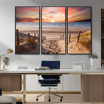 78111-MGV-CV-36X24-Sunset Pathway Wall Art – Panoramic Coastal Canvas Print, Tranquil Beach Decor for Living Room, Office or Bedroom