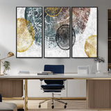 70653-MGV-CV-36X24-Abstract Tree Ring Wall Art – Modern Rustic Wood Slice Canvas Print with Gold Accents, Contemporary Nature Decor for Living Room,