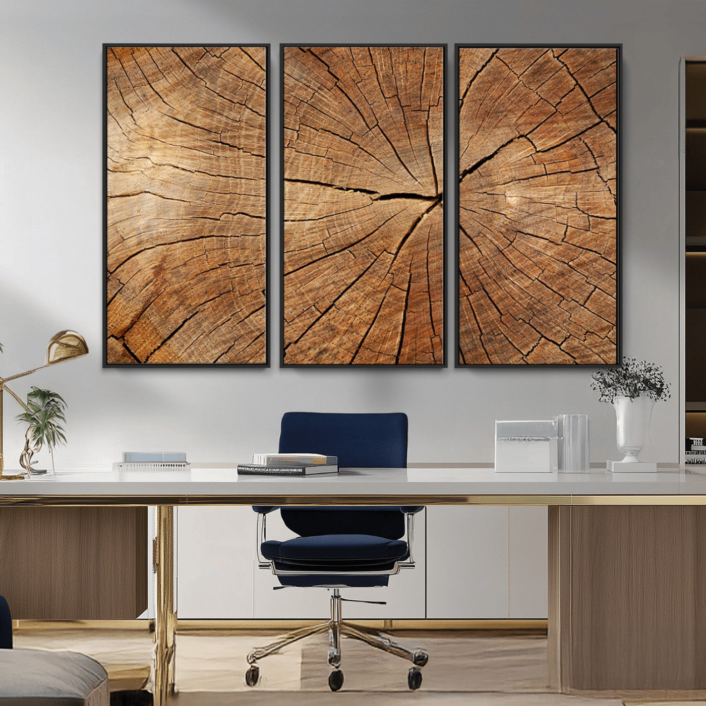 61710-MGV-CV-36X24-Tree Rings Wall Art – Rustic Wood Grain Canvas Print of Tree Trunk Cross Section, Nature Inspired Decor for Cabin, Office, Living