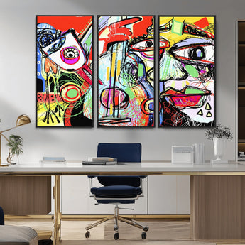 37796-MGV-CV-36X24-Picasso Style Wall Art Canvas Print, Framed Picasso Art Picture Print, Picasso Cubism Perfect Modern Abstract Decor Artwork