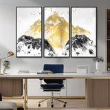 37733-MGV-CV-36X24-Golden Mountain Wall Art – Modern Abstract Landscape Canvas Print with Birds, Luxury Nature Decor for Living Room, Bedroom, or