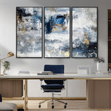 59716-MGV-CV-36X24-Abstract Blue and Gold Wall Art – Modern Textured Canvas Print, Contemporary Painting for Living Room, Bedroom, or Office Decor