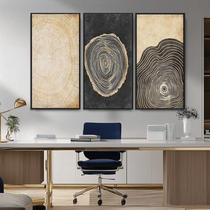 77785-MGV-CV-36X24-Tree Ring Abstract Wall Art – Rustic Wood Growth Pattern Canvas Prints, Modern Nature-Inspired Decor for Living Room or Office
