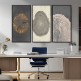 80725-MGV-CV-36X24-Wood Tree Rings Wall Art Canvas Print, Framed Tree Rings Art Picture Print, Abstract Tree Rings Perfect Modern Boho Decor Artwork