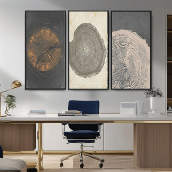80725-MGV-CV-36X24-Wood Tree Rings Wall Art Canvas Print, Framed Tree Rings Art Picture Print, Abstract Tree Rings Perfect Modern Boho Decor Artwork
