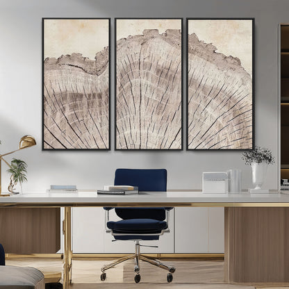 67528-MGV-CV-36X24-Wood Ring Wall Art Canvas Print, Framed Tree Ring Art Picture Print, Rustic Tree Ring Perfect Neutral Boho Decor Artwork