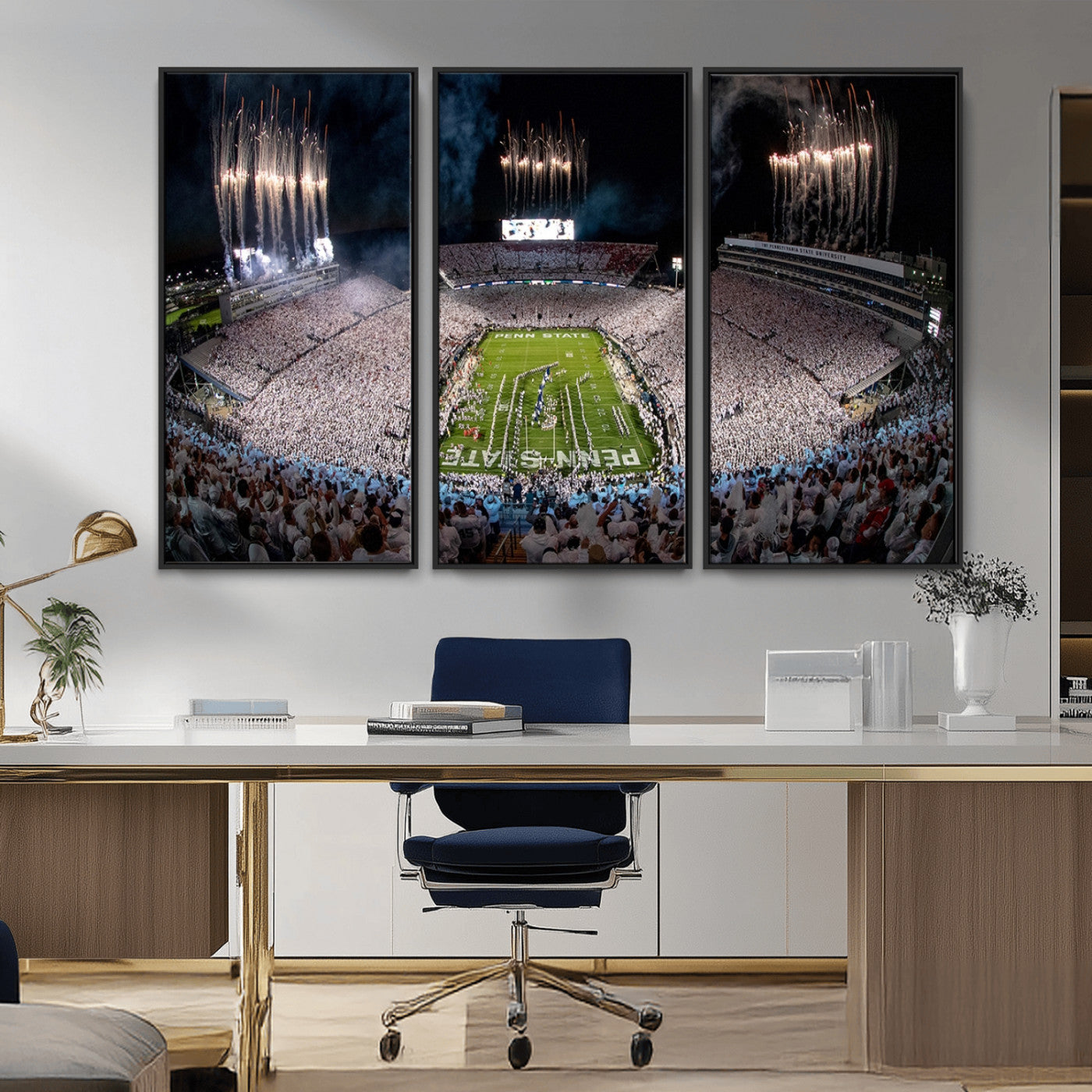 11391-MGV-CV-36X24-Penn State Stadium Wall Art – Panoramic White Out Football Game Canvas Print, College Sports Decor for Office, Man Cave, or Living