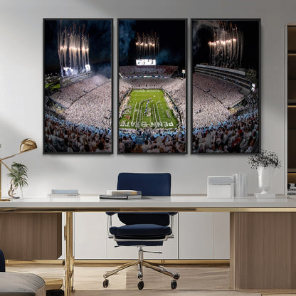 11391-MGV-CV-36X24-Penn State Stadium Wall Art – Panoramic White Out Football Game Canvas Print, College Sports Decor for Office, Man Cave, or Living