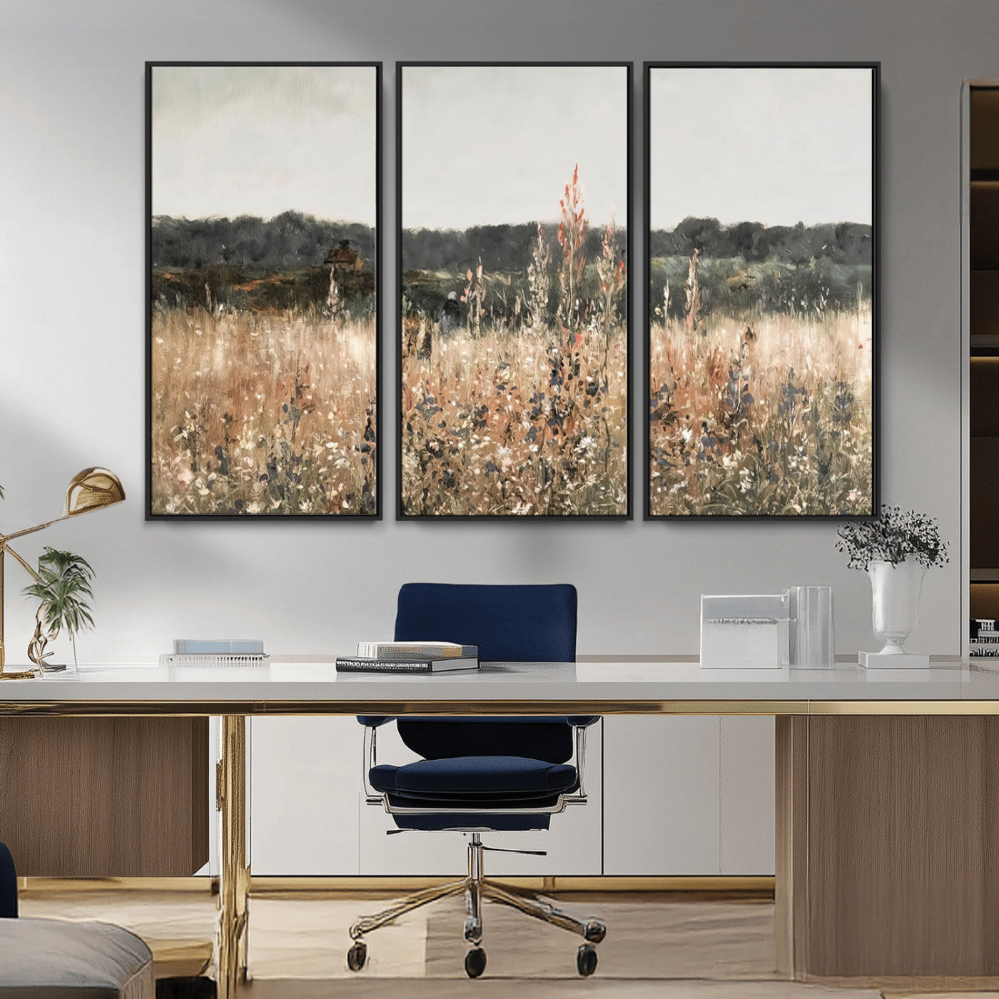 46308-MGV-CV-36X24-Wildflower Field Wall Art – Rustic Meadow Landscape Canvas Print, Country Nature Decor for Living Room, Bedroom or Farmhouse