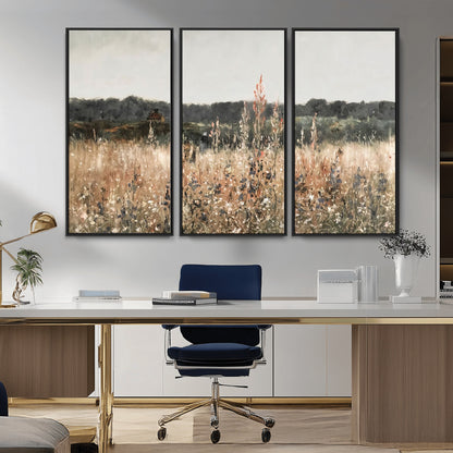 46308-MGV-CV-36X24-Wildflower Field Wall Art – Rustic Meadow Landscape Canvas Print, Country Nature Decor for Living Room, Bedroom or Farmhouse