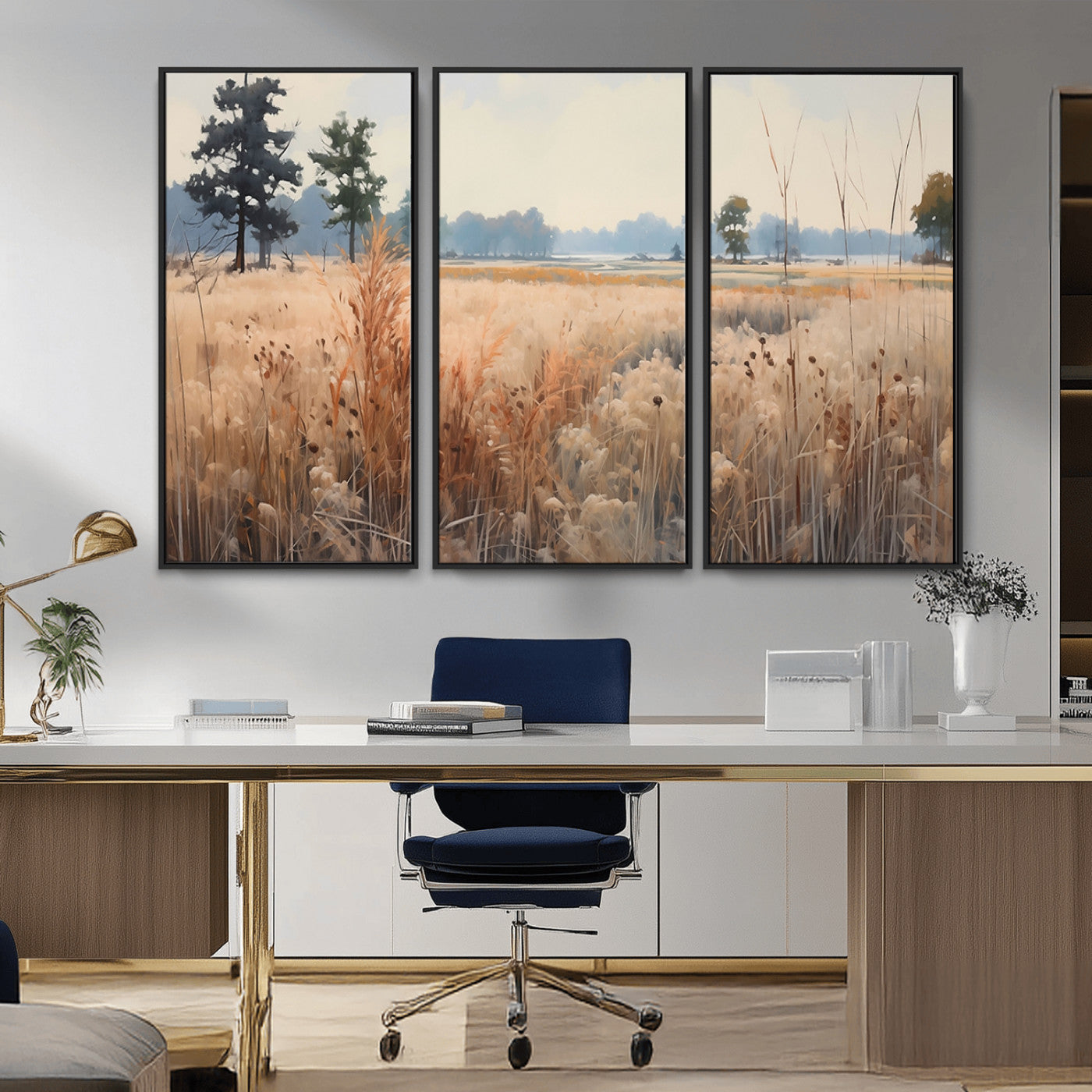 98822-MGV-CV-36X24-Autumn Meadow Wall Art – Tranquil Grassland Landscape Canvas Print, Rustic Country Decor for Living Room, Bedroom or Farmhouse