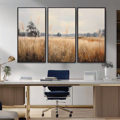 38193-MGV-CV-36X24-Golden Meadow Wall Art – Serene Grassland Landscape Canvas Print, Rustic Nature Decor for Bedroom, Living Room or Farmhouse