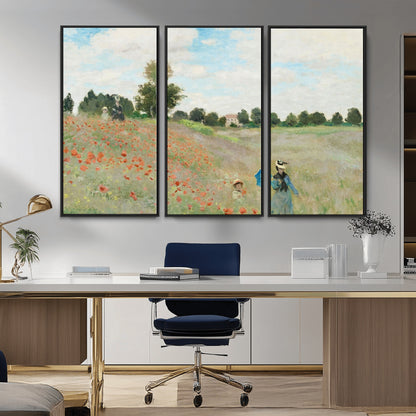 74890-MGV-CV-36X24-Monet Poppy Field Wall Art – Impressionist Landscape Canvas Print, Classic French Artwork for Living Room, Bedroom or Office Decor
