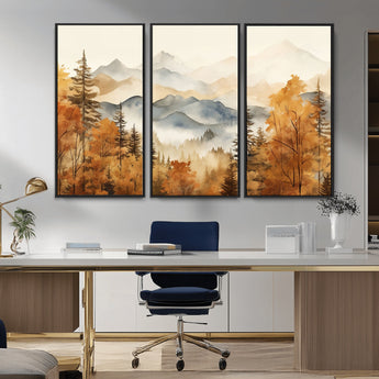 72950-MGV-CV-36X24-Autumn Mountain Forest Wall Art – Golden Fall Landscape Canvas Print, Nature-Inspired Home Decor for Living Room, Bedroom or