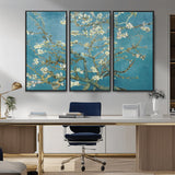 65607-MGV-CV-36X24-Almond Blossom Wall Art – Van Gogh Blue Floral Canvas Print, Elegant Impressionist Painting Decor for Living Room, Bedroom or