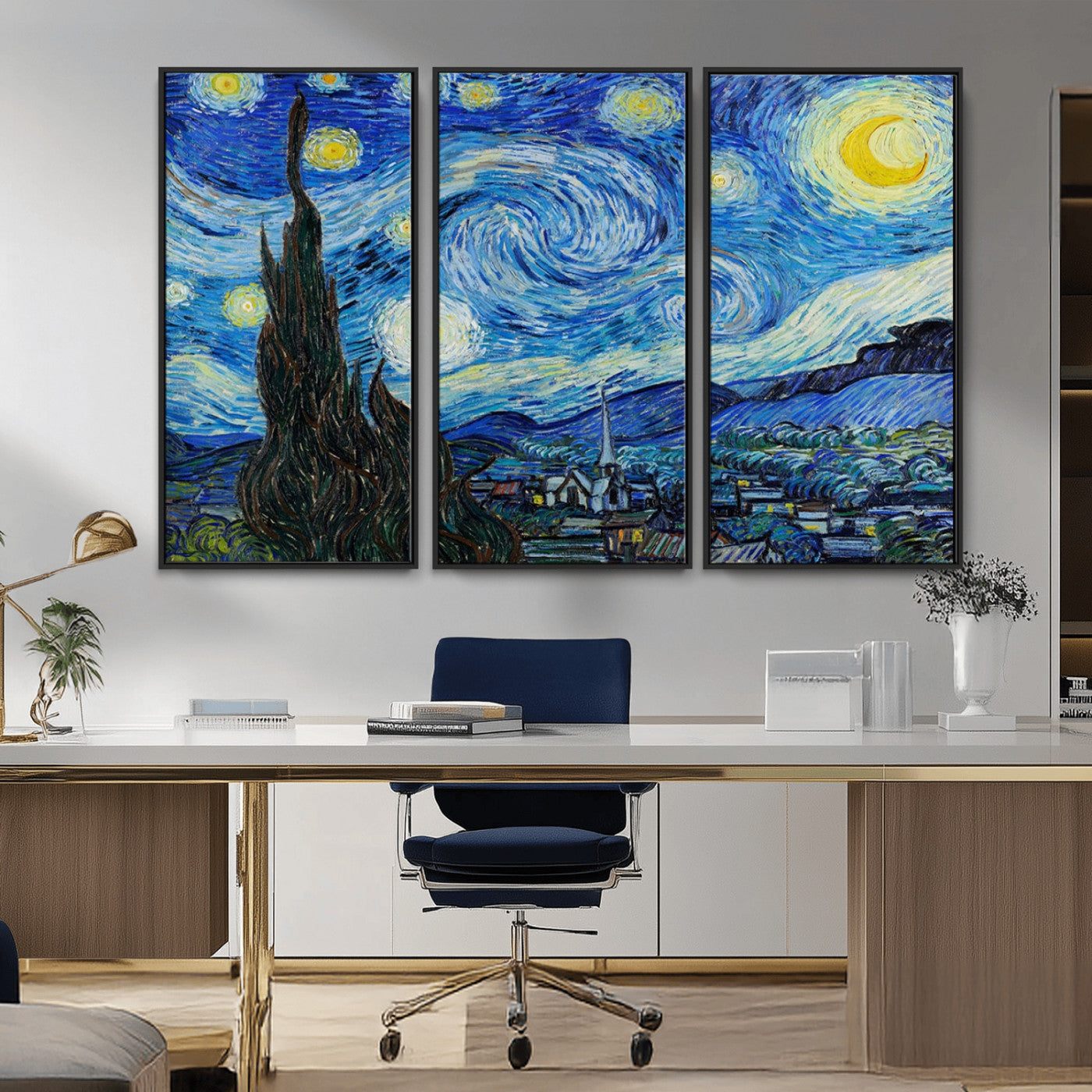 39177-MGV-CV-36X24-Starry Night Wall Art – Vincent van Gogh Famous Painting Canvas Print, Timeless Starry Sky Decor for Living Room, Bedroom or