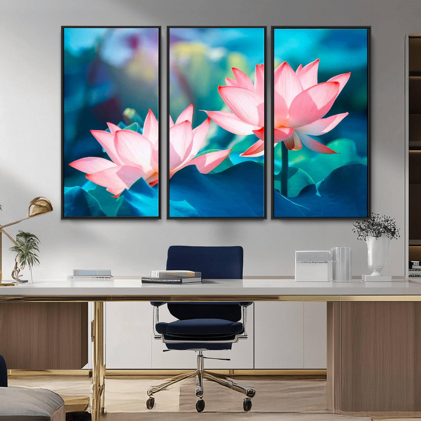 32559-MGV-CV-36X24-Lotus Flower Wall Art – Pink Water Lily Canvas Print, Tranquil Nature Decor for Living Room, Bedroom or Meditation Space