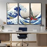19450-MGV-CV-36X24-Great Wave Adventure Wall Art – Japanese Style Ocean Canvas Print, Fantasy Sailing Decor for Living Room, Bedroom or Office