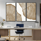 99692-MGV-CV-36X24-Tree Ring Linocut Wall Art Canvas Print, Framed Wood Cut Art Picture Print, Tree Rings Perfect Minimalist Rustic Decor Artwork