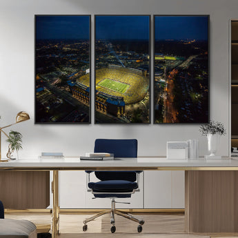 33588-MGV-CV-36X24-Football Stadium Wall Art – Aerial Night Game Canvas Print Packed Field City Lights, Sports Photography Decor for Game Room, Man