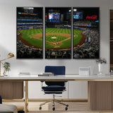 25148-MGV-CV-36X24-Baseball Stadium Wall Art – Canvas Print Night Game Packed Crowd Bright Lights Sports Photography, Dynamic Decor for Game Room,