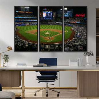 25148-MGV-CV-36X24-Baseball Stadium Wall Art – Canvas Print Night Game Packed Crowd Bright Lights Sports Photography, Dynamic Decor for Game Room,