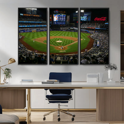 25148-MGV-CV-36X24-Baseball Stadium Wall Art – Canvas Print Night Game Packed Crowd Bright Lights Sports Photography, Dynamic Decor for Game Room,