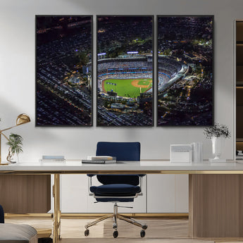 16515-MGV-CV-36X24-Dodgers Stadium Wall Art Canvas Print, Framed Baseball Stadium Art Picture Print, Dodgers Field Perfect Sport Room Decor Artwork