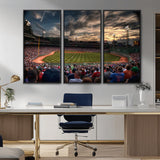 53432-MGV-CV-36X24-Fenway Park Stadium Wall Art Canvas Print, Framed Boston Baseball Stadium Art Picture Print, Massachusetts Fenway Park Perfect