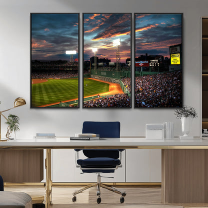 66781-MGV-CV-36X24-Baseball Stadium Wall Art – Canvas Print Evening Game Field Packed Crowd Sunset Sky Sports Photography, Dynamic Decor for Game