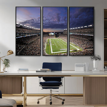 52712-MGV-CV-36X24-Gillette Stadium Field Wall Art Canvas Print, Framed Massachusetts Stadium Art Picture Print, Gillette Stadium Perfect Sport Room