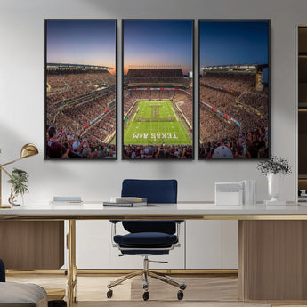 17421-MGV-CV-36X24-Kyle Field Wall Art Canvas Print, Framed Texas Stadium Art Picture Print, Kyle Field Stadium Perfect Sport Room Decor Artwork