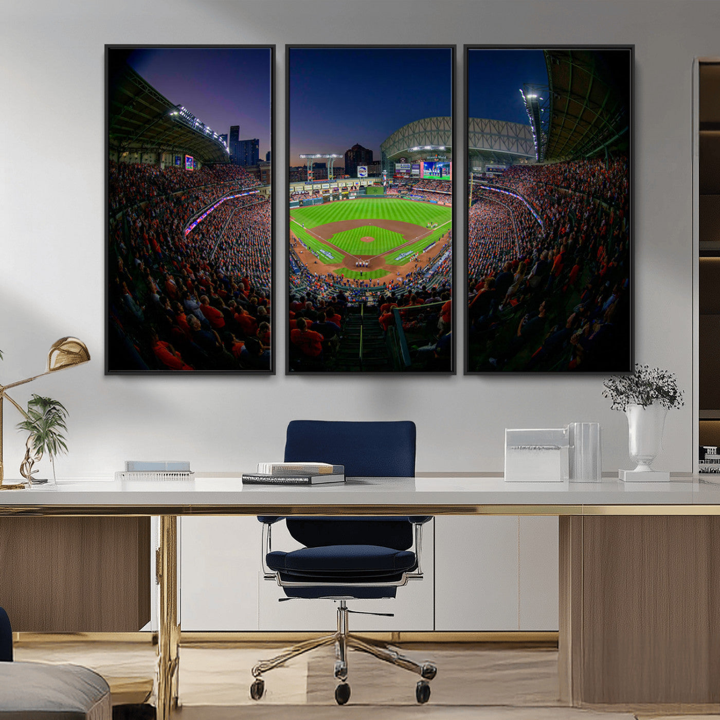 44322-MGV-CV-36X24-Minute Maid Park Wall Art Canvas Print, Framed Houston Astros Stadium Art Picture Print, Houston Astros Field Perfect Sports Room