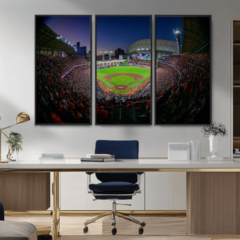 44322-MGV-CV-36X24-Minute Maid Park Wall Art Canvas Print, Framed Houston Astros Stadium Art Picture Print, Houston Astros Field Perfect Sports Room