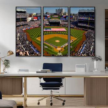 20879-MGV-CV-36X24-Yankee Stadium Wall Art Canvas Print, Framed New York Stadium Art Picture Print, Yankee Field Perfect Sport Room Decor Artwork