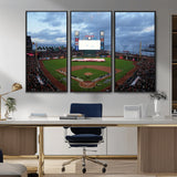 44631-MGV-CV-36X24-Oracle Park Stadium Wall Art Canvas Print, Framed San Francisco Giants Art Picture Print, Giants Stadium Field Perfect Sports Room