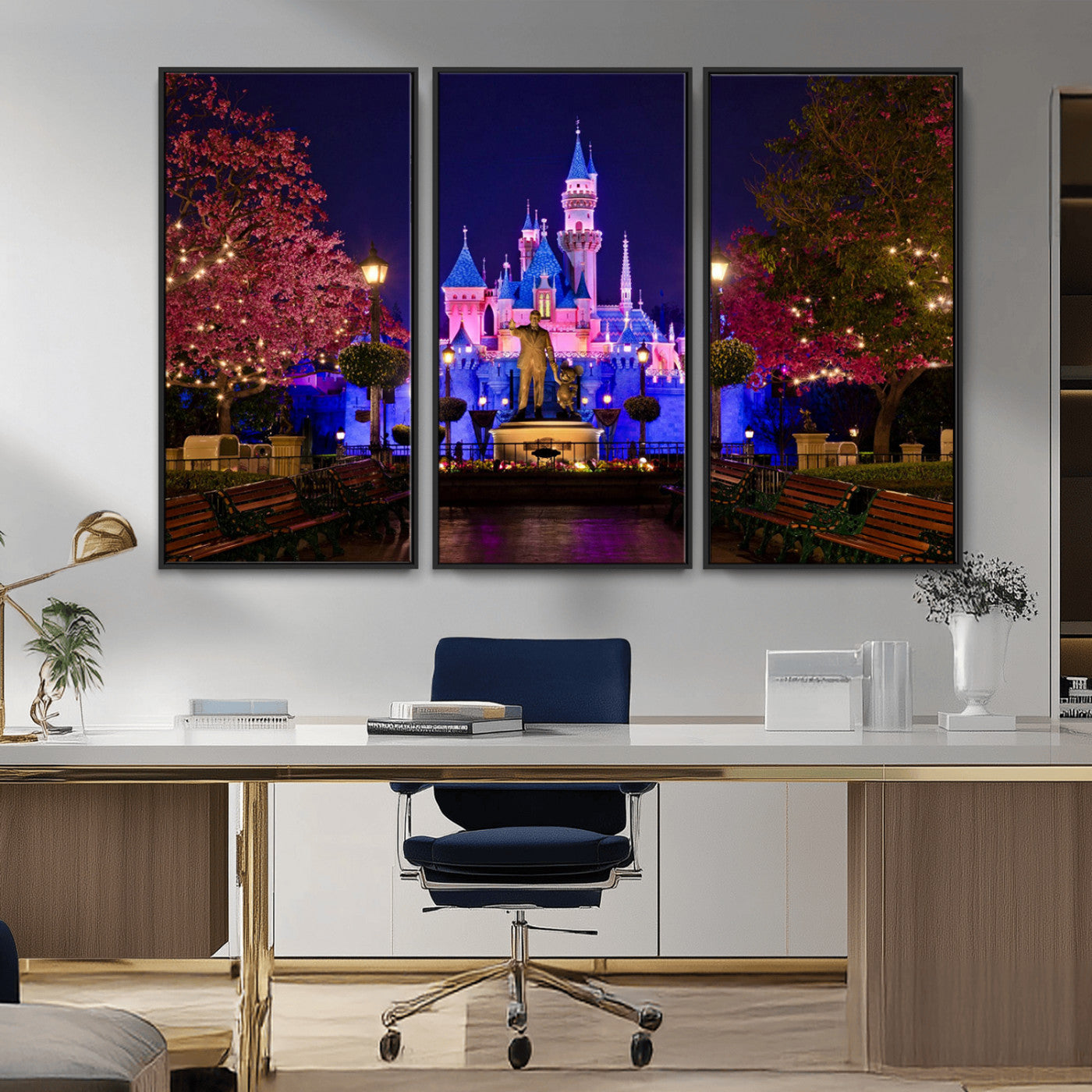 79435-MGV-CV-36X24-Disney Castle Wall Art Canvas Print, Framed Magic Kingdom Art Picture Print, Disney World Perfect Child Room Decor Artwork