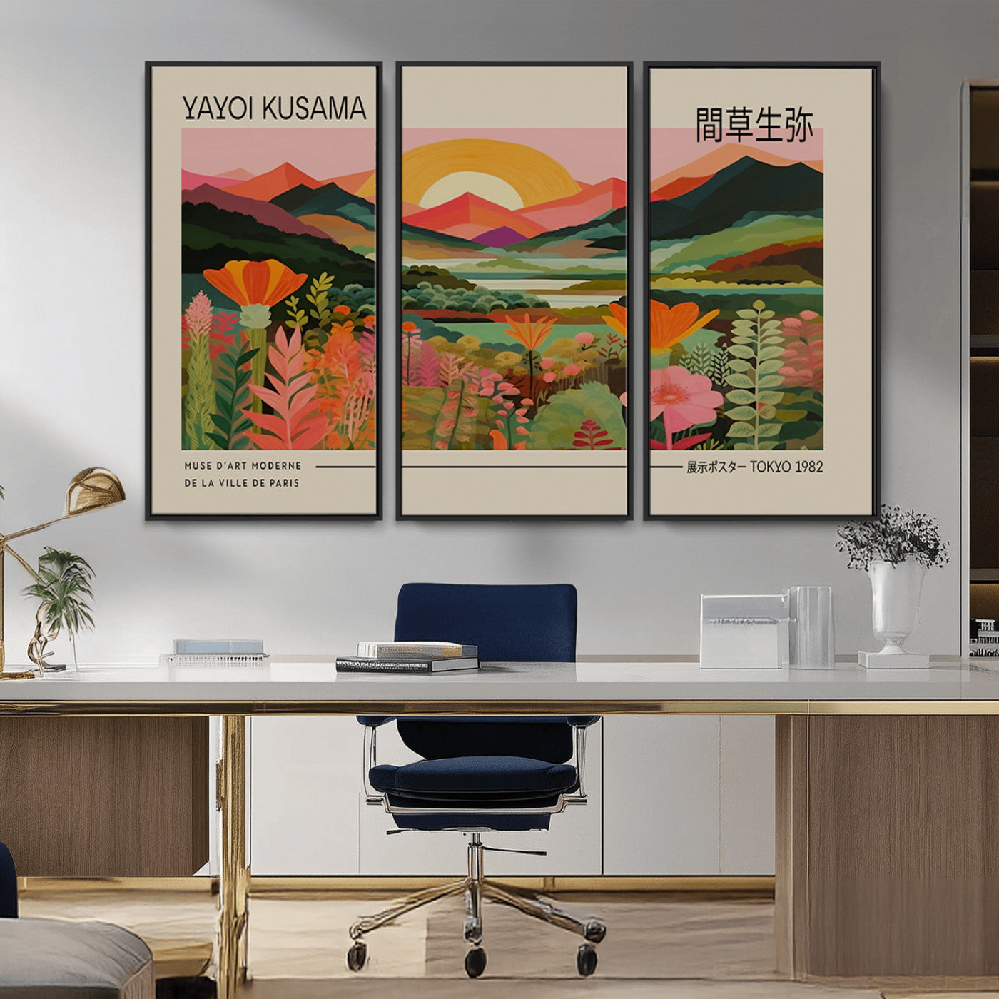 17753-MGV-CV-36X24-Floral Sunset Landscape Wall Art – Panoramic Nature Canvas Print, Vibrant Botanical Artwork for Living Room, Bedroom, Office, or