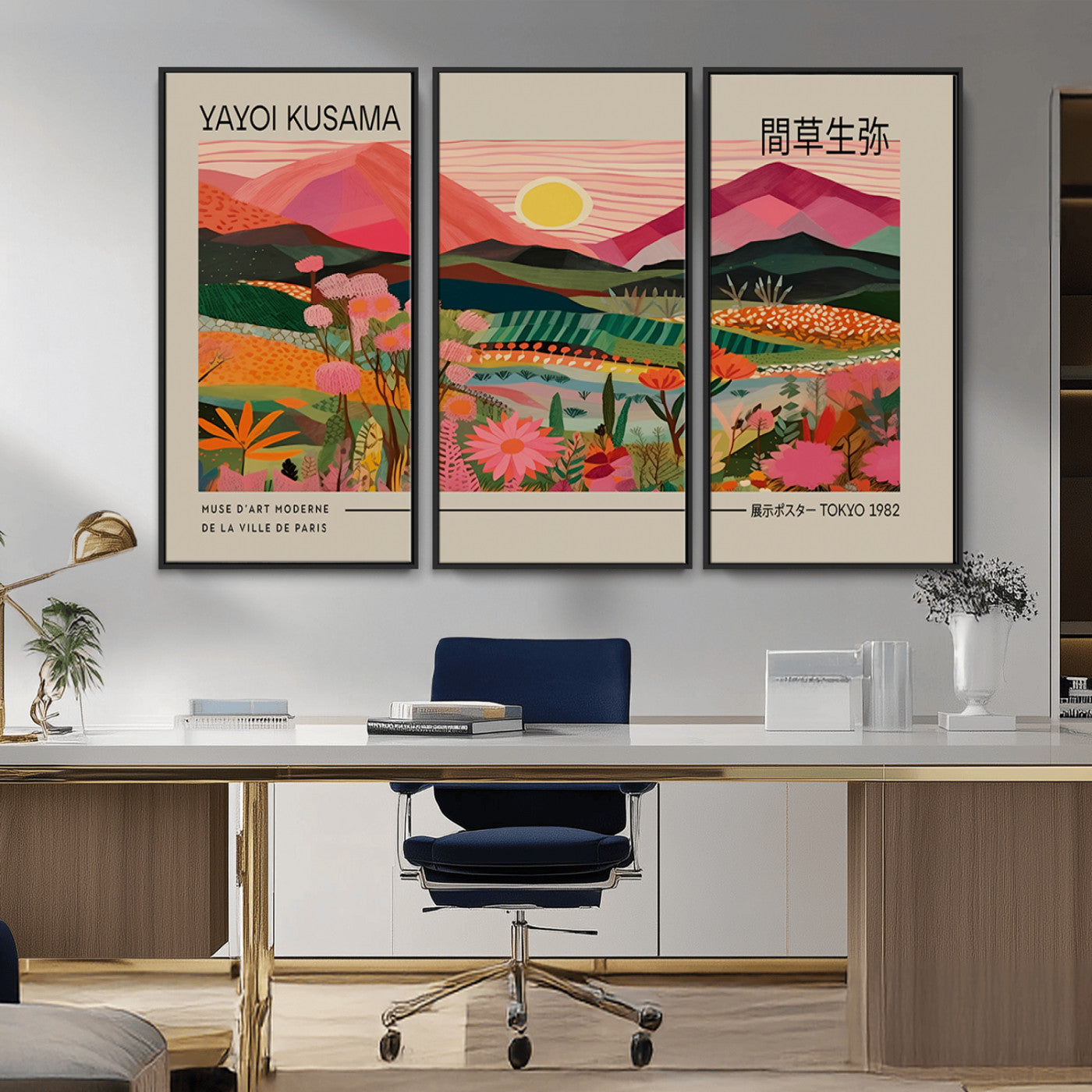 18304-MGV-CV-36X24-Sunset Mountain Landscape Wall Art – Panoramic Abstract Nature Canvas Print, Vibrant Wall Decor for Living Room, Bedroom, Office,