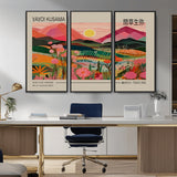 18304-MGV-CV-36X24-Sunset Mountain Landscape Wall Art – Panoramic Abstract Nature Canvas Print, Vibrant Wall Decor for Living Room, Bedroom, Office,