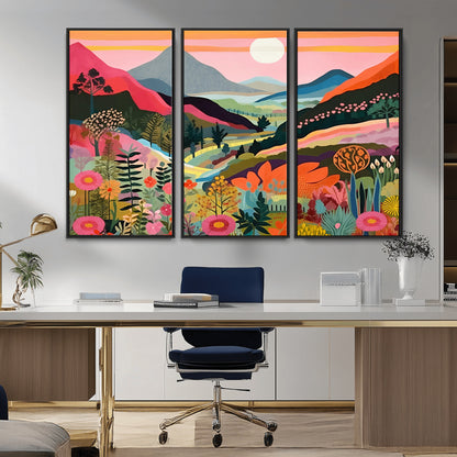 61376-MGV-CV-36X24-Floral Valley Wall Art – Panoramic Mountain Landscape Canvas Print, Vibrant Nature Decor for Living Room, Office, or Bedroom