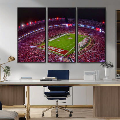 11343-MGV-CV-36X24-Bryant-Denny Stadium Wall Art – Panoramic Alabama Crimson Tide Football Field Canvas Print, Game Day Decor for Office, Man Cave or