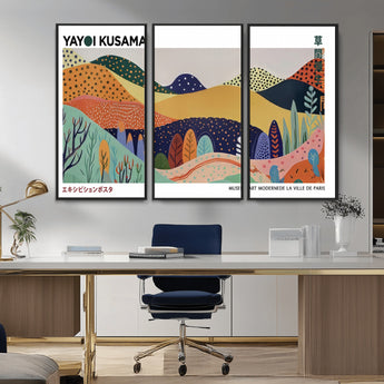 66936-MGV-CV-36X24-Kusama Wall Art – Vibrant Abstract Hills Canvas Print, Japanese Modern Landscape Poster for Living Room, Office, Studio or